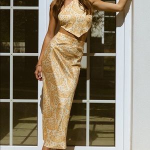 Runaway The Label Aria Yellow Paisley SET Halter Top and Skirt